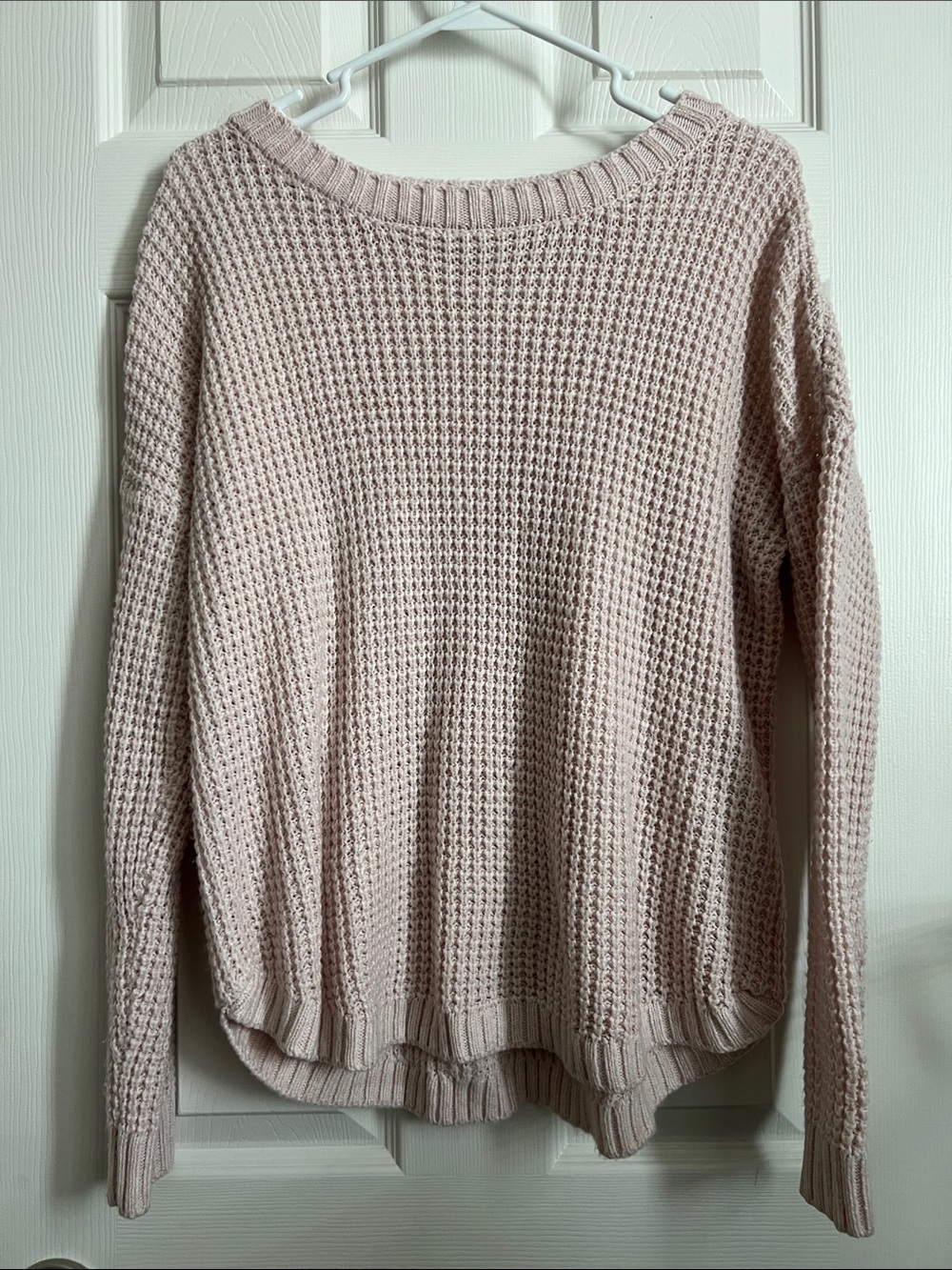 SO Dusty Pink Waffle Knit Scoop Neck Sweater